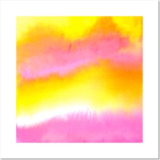 Yellow and Pink Watercolor Blend Posters and Art